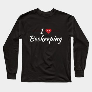 I Love Beekeeping Cute Red Heart Long Sleeve T-Shirt